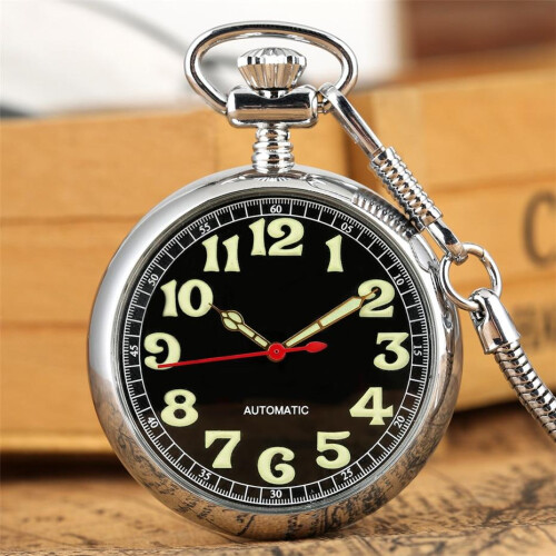 Manual Mechanical Pocket Watch with Luminous Digital Face