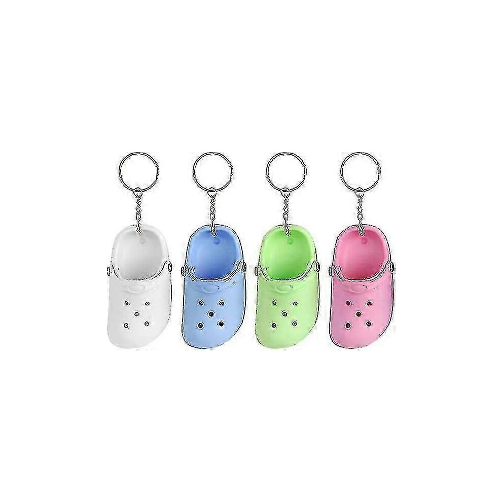 4 Pcs Mini Croc Shoe Keychain Silicone Funny Croc Shoe Slippers Keychains Cute Shoe Charms Key Chain Novelty Multiuse Key Ring