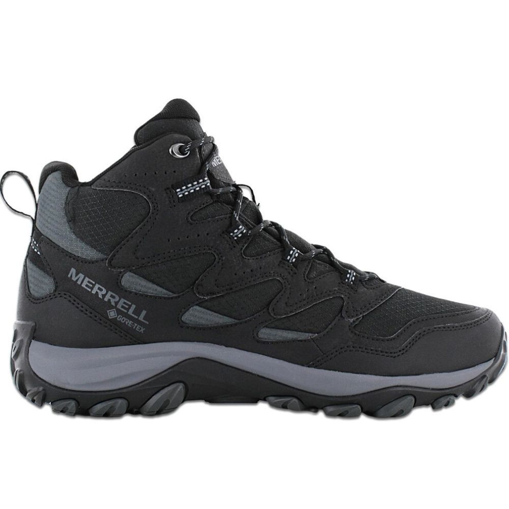 Merrell (Black, Eu 43.5 Uk 9) West Rim Sport Mid Gtx - Gore-Tex - Herren Wanderschuhe Trekking Stiefel Schwarz J036519 Original