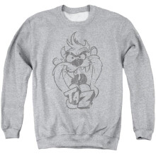 Trevco Sportswear LT178-AS-1 Looney Tunes Faded Taz Adult Crewneck Sweatshirt, Athletic Heather - Small