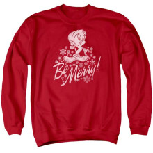 Trevco Sportswear LT204-AS-1 Looney Tunes Merry Tweety Adult Crewneck Sweatshirt, Red - Small