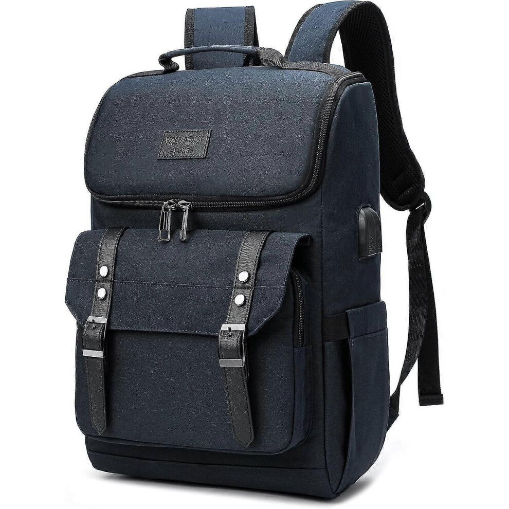 Vintage Backpack Travel Laptop Backpack with Usb Charging Port for Women & Men College Backpack Fits 15.6 Inch Laptop Black