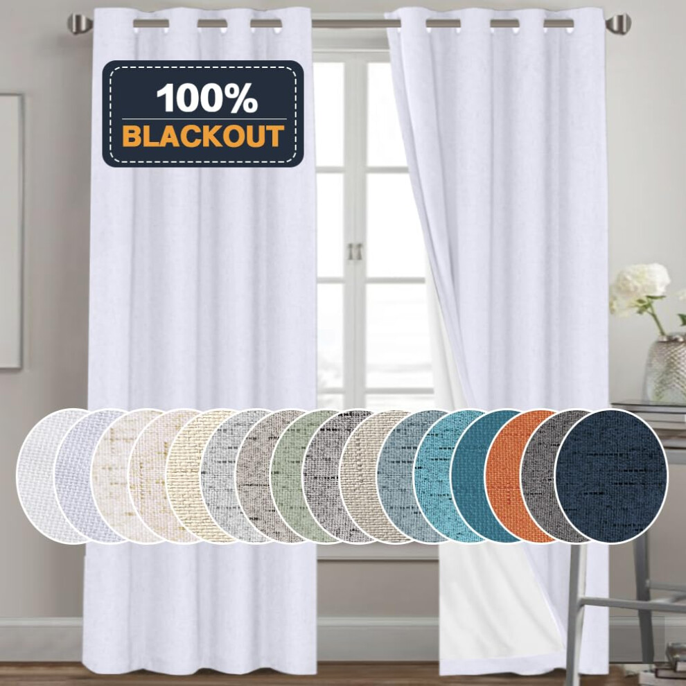 PrinceDeco Blackout Curtains  Linen 100% Blackout Curtains for Bedroom  Textured Window Curtains Drapes for Living Room 96 inch Grommet  Energy Effici-image-OPC-PFT6VRC-NEW