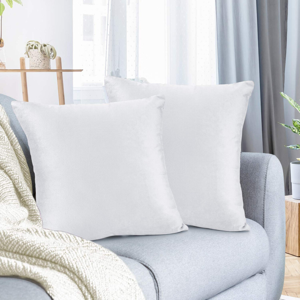 Housses de coussin Nestl en velours blanc, d   coratives et douillettes, 50 x 50 cm, douces et solides, pour canap   -lit et voiture, lot de 2