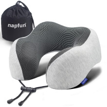 napfun Neck Pillow for Traveling Upgraded Travel Neck Pillow for Airplane 100% Pure Memory Foam Travel Pillow for Flight Headrest Sleep Portable Pla