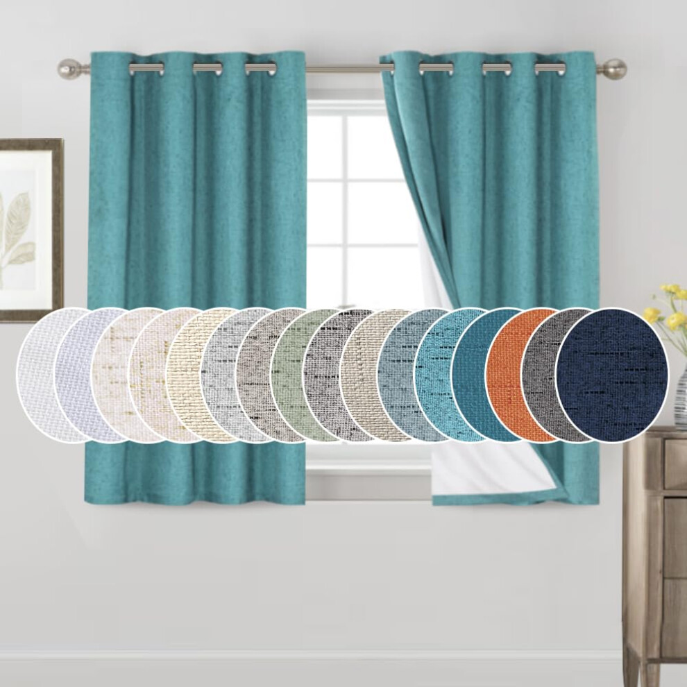 Princedeco Primitive Strukturiertes Leinen, 100 % Verdunkelungsvorh Nge F R Schlafzimmer/Wohnzimmer, Energiesparende Fensterbehandlungsvorh Nge,-image