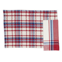 Saro Lifestyle 6834.RWB Simple Plaid Placemat & Napkin Set - Red & White & Blue