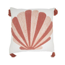 Saro Lifestyle 8304.CX20SD Elegant Embroidered Seashell Down Filled Pillow - Coral