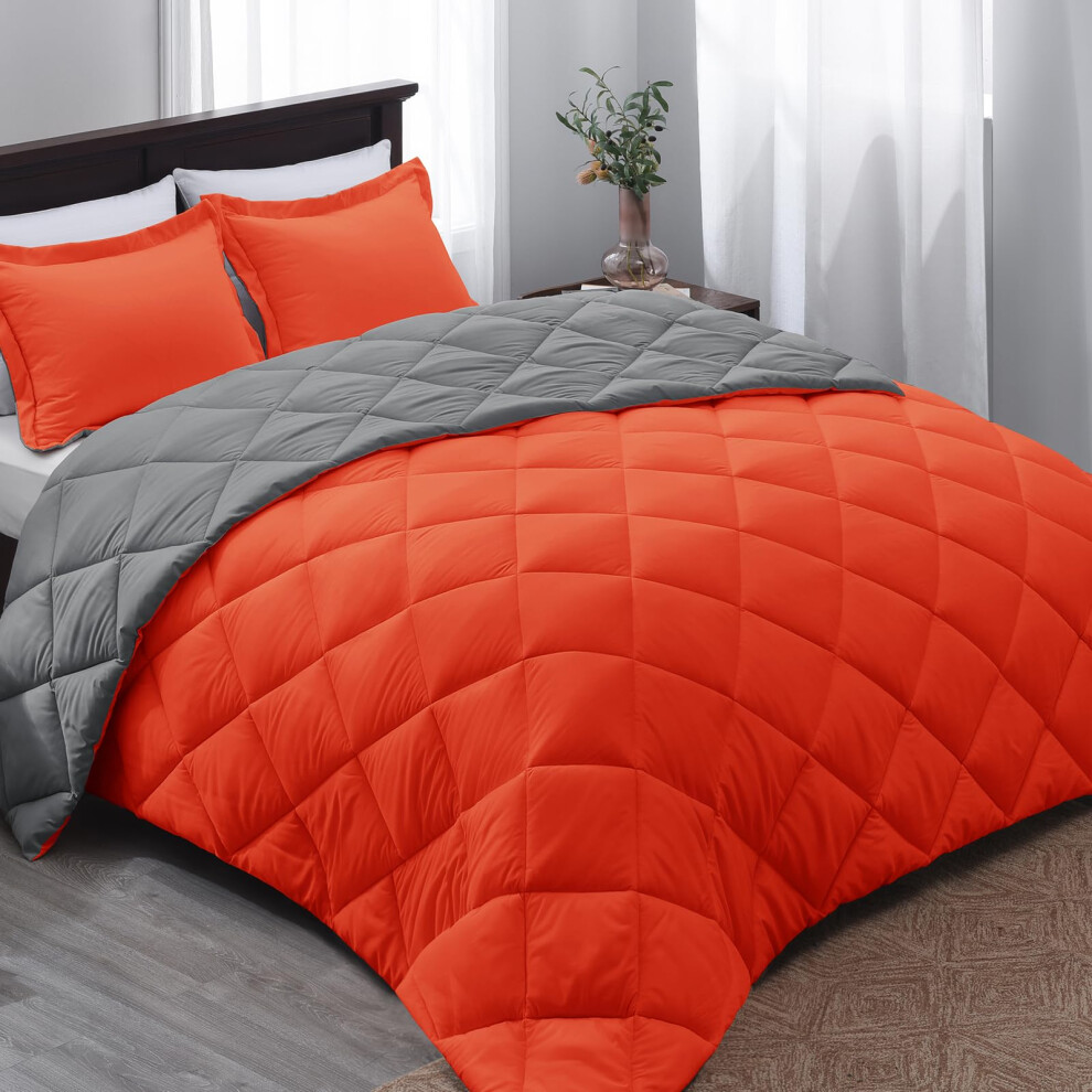 Parure de lit double Basic Beyond, orange, r   versible, pour lit simple, toutes saisons, couleur anthracite G