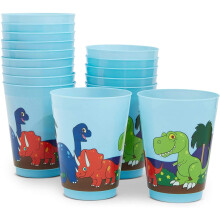 BLUE PANDA 16 kpl muovisia dinosaurusmukeja lapsille, sarjakuva-dinojuhlalahjoja syntym p iv juhlatarvikkeisiin (16 oz)