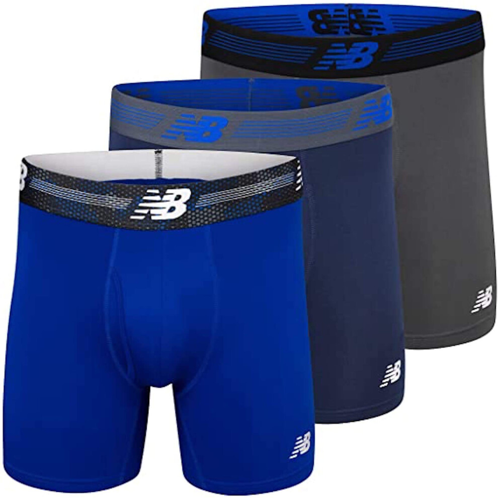 Boxer 6" New Balance pour homme avec braguette et pochette, lot de 3, taille M