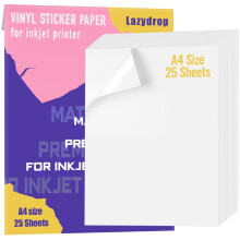 Premium Printable Vinyl Sticker Paper til inkjetprinter - 25 Matte hvidt vandt?t m?rkatpapirark - t?rrer hurtigt og holder bl?k smukt