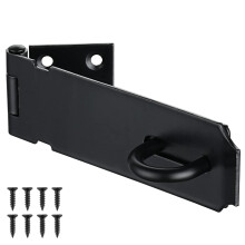 JQK 5-calowy zasuwkowy zamek drzwiowy, stal nierdzewna 304, czarny matowy, Safety Packlock C z wkrętami