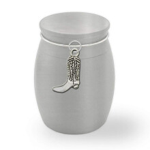 Urna funeraria de cremaci  n de acero inoxidable cepillado con forma de bota de vaquero, contenedor conmemorativo para cenizas, estilo rodeo, Texa