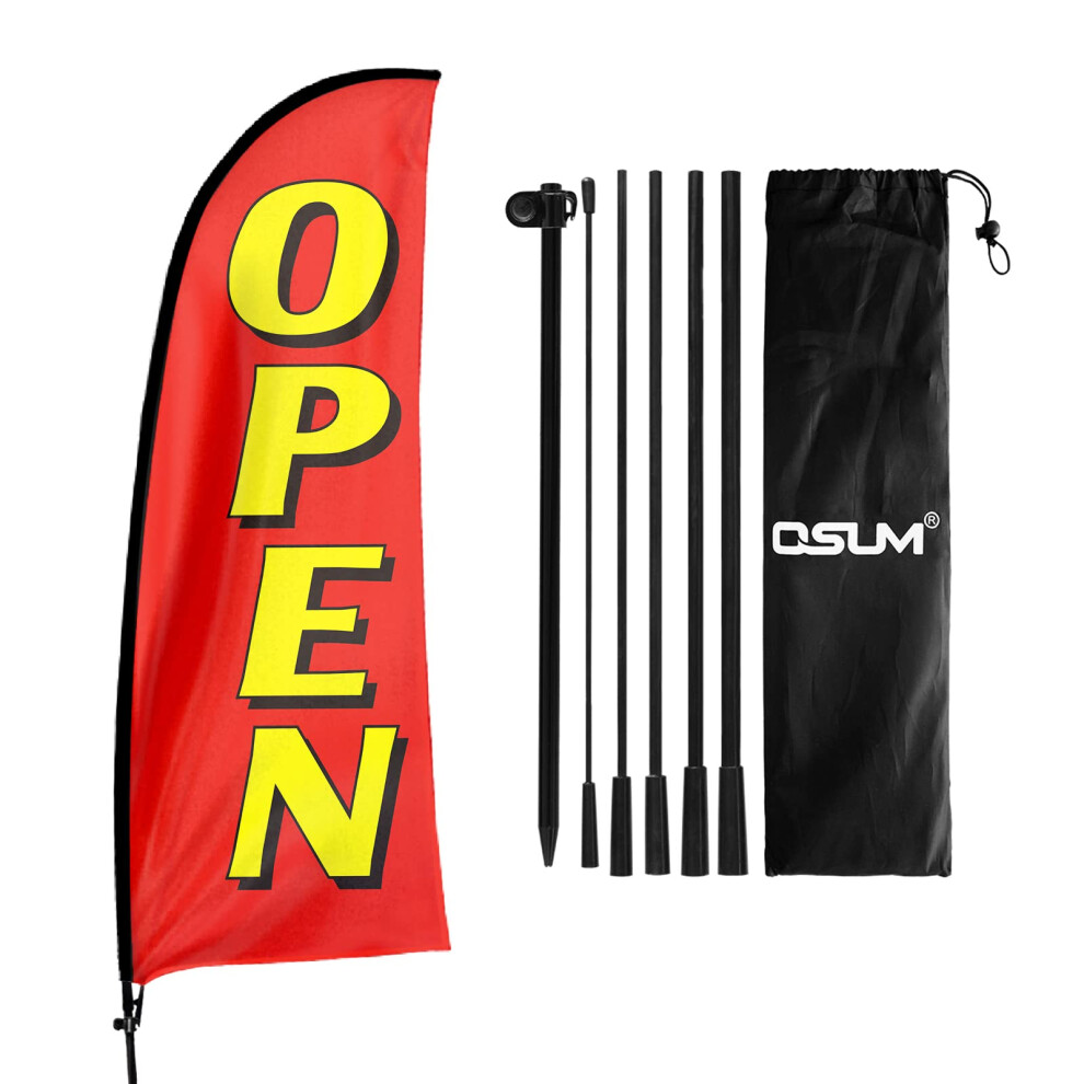 Qsum Open Themed Swooper Flag 7Ft Open Banner Feather Flag With Carbo