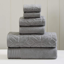 Modern Threads 6-teiliges Set, 2 Badetcher, 2 Handtcher, 2 Waschlappen, garngefrbtes Diamond Gate Jacquard-Handtuch-Set, Anthrazit