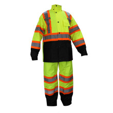 Troy Safety RW-CLA3-TLM55 Conjunto de Chuva Classe 3, Casaco, Calças Alta Visibilidade Preto com Padrão X (Extra Grande, Lima)