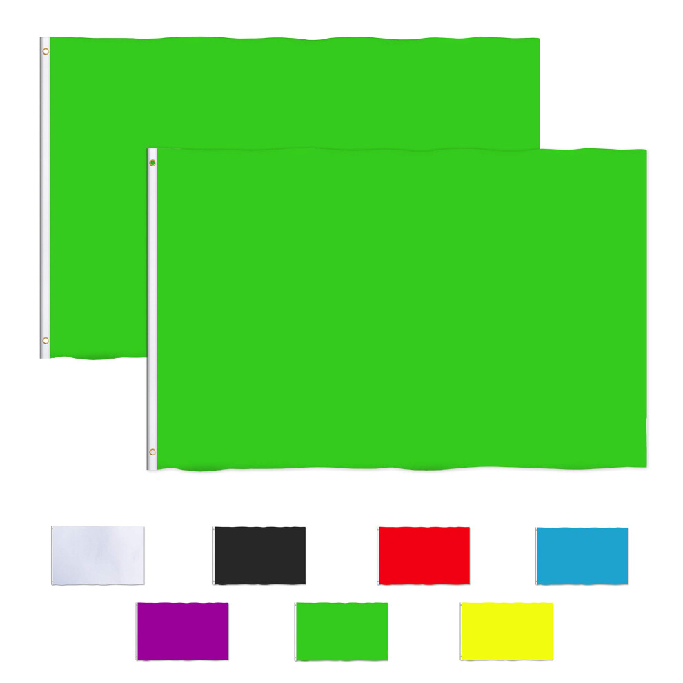Bandera Verde S Lida Consummate De 3 X 5 Pies, Bandera Verde Lisa, Pancarta De Poli Ster Con Ojales De Lat N, Paquete De 2-image