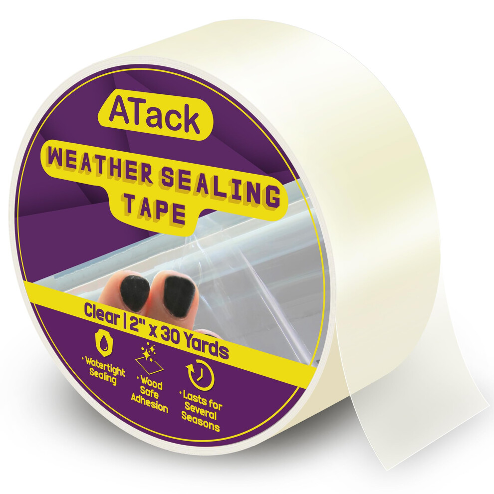 Atack Transparent Window Weather Sealing Tape 2-Inch X 30 Yards Clear Window Draft Isolation Sealing Film Tape- No Residue Surface-Safe Wood-Safe 720310447189