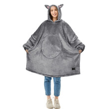 Solaris ? Su?er tragbarer Kapuzenpullover mit Katzenmotiv und gro?er Tasche, warm, superweich, gemutlich, Sherpa-Sweatshirt, Kapuzenpullover fur
