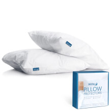 Waterproof Pillow Case Protector with Zipper 4 Pack Standard Size 20 x 26 inch White Pillow Protectors Feather Proof Pillow Cove