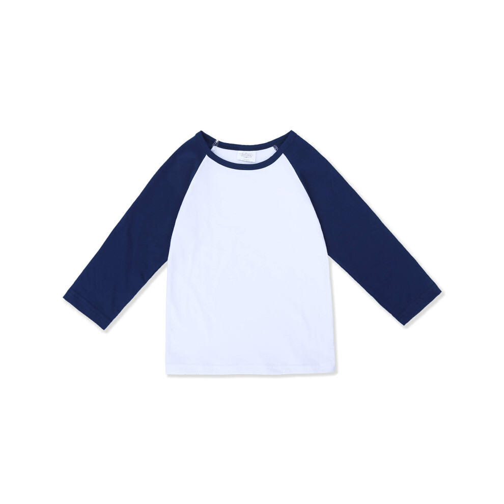 T-shirt à manches longues CREATOR pour bébé fille et garçon, t-shirt raglan en coton (bleu marine, 1 à 2 ans)