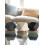 Chez JuJu 3 pcs Vasos Cerâmicos Geométricos Modernos 3" com Drenagem | Bandeja de Bambu 2