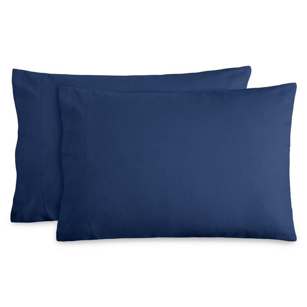 Lot de 2 taies d'oreiller standard en flanelle Bare Home - 100 % coton - Douces et confortables - Double brossage (Lot de 2 taies d'oreiller stan