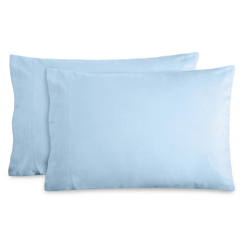 Lot de 2 taies d'oreiller standard en flanelle Bare Home - 100 % coton - Douces et confortables - Double brossage (Lot de 2 taies d'oreiller stan