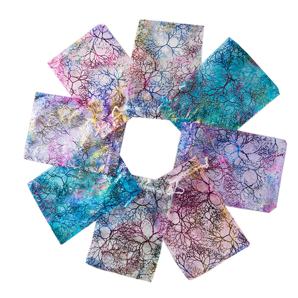 100 Sacchetti Regalo Da 12,7 X 17,8 Cm Di Colore Misto Coralline, Organza Velata, Sacchetti Con Coulisse Per Bomboniere, Bomboniere Di Matrimonio, Caramelle, Ornamento Natalizio, Spiaggia-image
