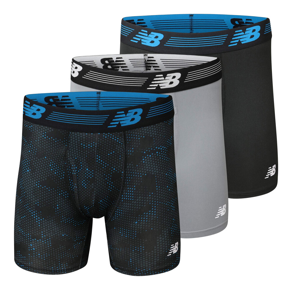 Boxer 6 pouces New Balance pour homme avec braguette et pochette, lot de 3 sous-v?tements sans ?tiquette de 6 pouces