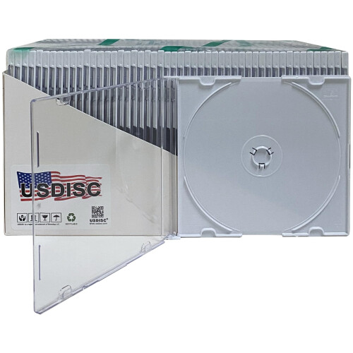Θήκες κοσμημάτων USDISC για CD Slimline 5.2mm, μονός δίσκος, λευκό, συσκευασία των 50