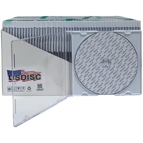 Θήκες κοσμημάτων USDISC για CD Slimline 5.2mm, μονός δίσκος, λευκό, συσκευασία των 50 2