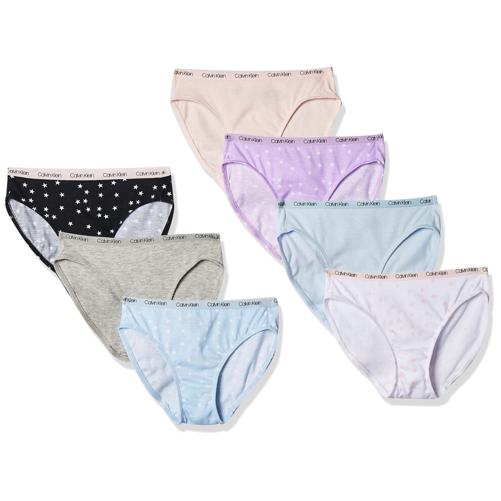 Calvin Klein Girls Cotton Underwear Bikini Panties  7 Pack Stars Large