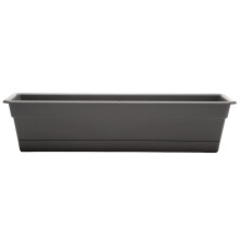 Bloem Dura Cotta Window Box Planter 24  Charcoal  with Tray  Weatherproof Resin Box  Removable Tray for Indoor  Outdoor Us