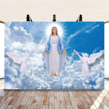 DASHAN 6x4ft polyester God zegene Maagd Maria en engel achtergrond hemel eerste communie doop Pasen christelijke achtergrond voor kerk fotografie ach