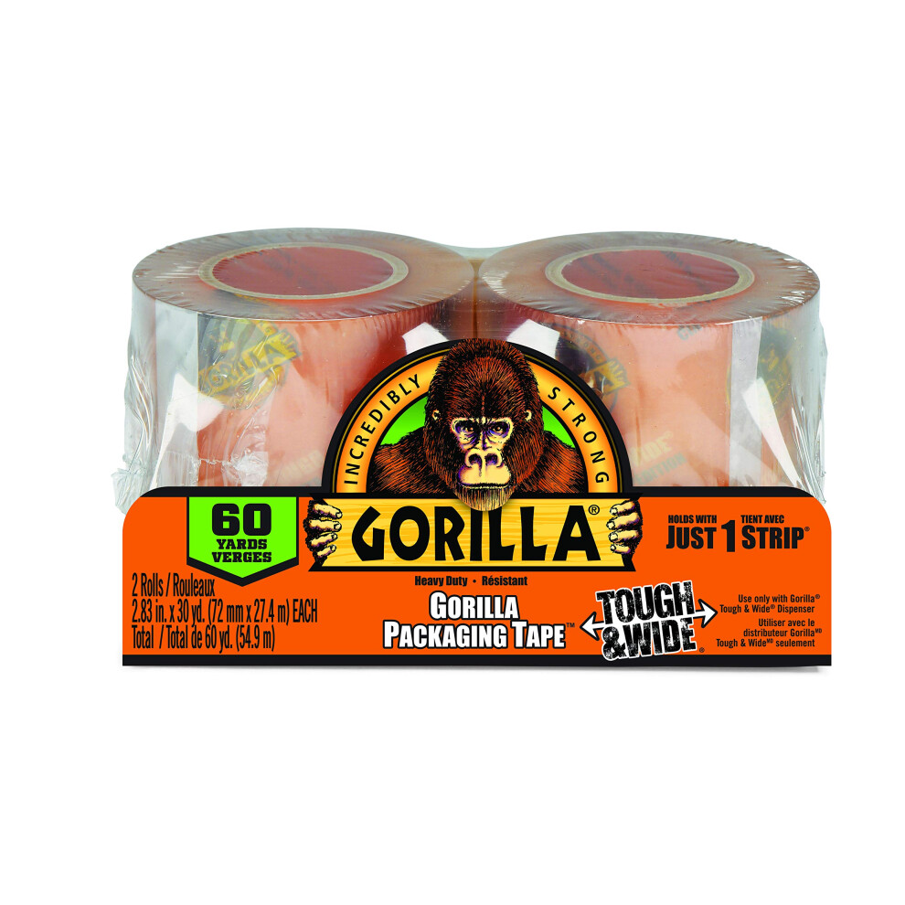 Gorilla Heavy Duty Packing Tape 2 Roll Value Pack for Moving  Shipping and Storage  Moisture & Temperature Resistant  2.83 in x 30 yd  Clear  (Pack of