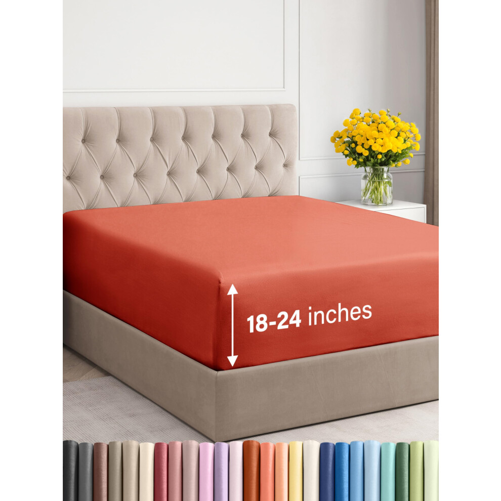 Drap-housse extra profond pour lit king size - Drap-housse simple de luxe pour h   tel uniquement - Drap king size s'adapte facilement aux matelas