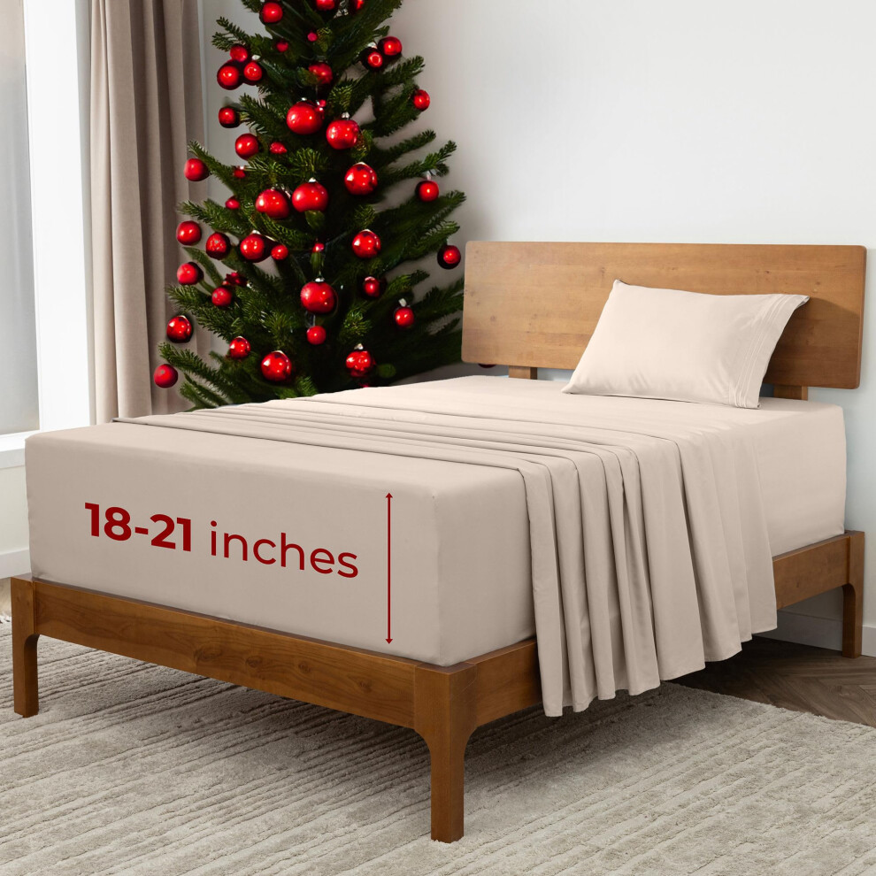 Przescieradla Mellanni Extra Deep Twin 3 Szt. Iconic Collection Przescieradla I Poszewki Na Poduszki Luksusowe Hotelowe, Wyjatkowo Miekkie Pr-image