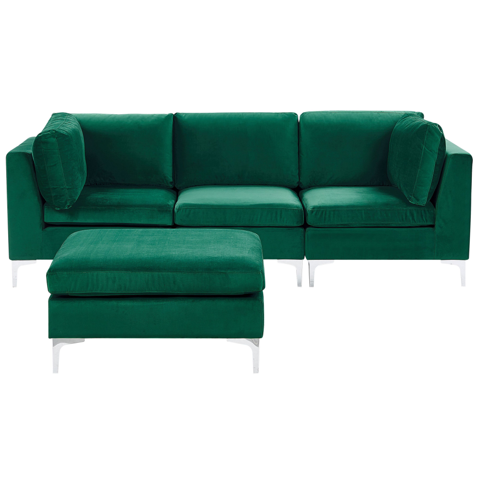 Modular Sofa 3 Seater EVJA Velvet Green with Ottoman