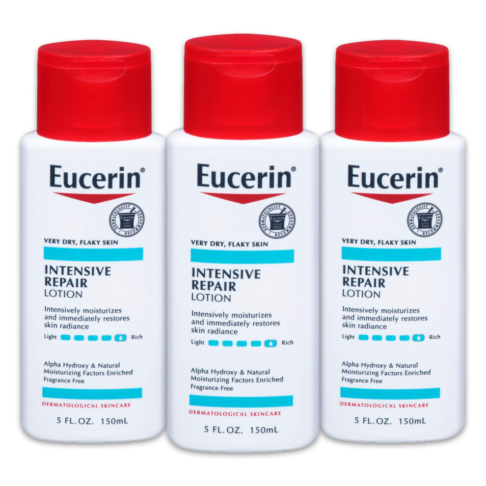 Eucerin Intensive Repair Lotion - Rich Lotion for Very Dry  Flaky Skin - 5 fl. oz. Bottle (Pack of 3)