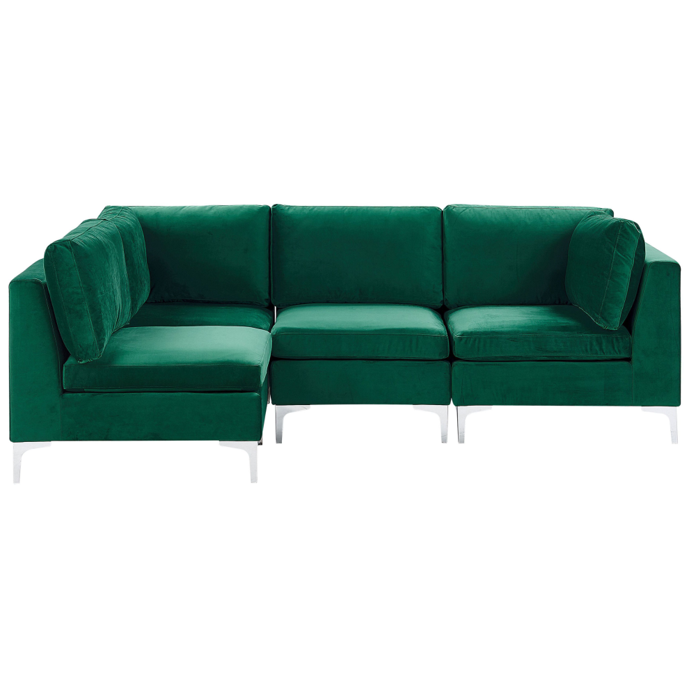 Modular Corner Sofa EVJA Velvet Green 4 Seater Right Hand
