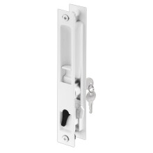 Prime-Line C 1129 Diecast Keyed Patio Sliding Door Handle Set for 1 In. to 1-1/8 In. Thick Sliding Glass Doors White (Single Pack)