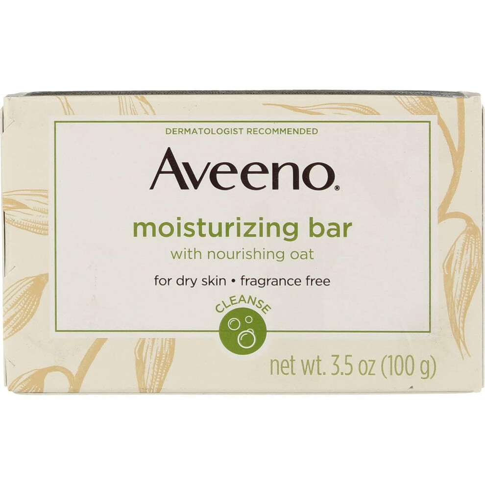 Aveeno Gentle Moisturizing Bar Facial Cleanser with Nourishing Oat for Dry Skin  Fragrance-free  Dye-Free  & Soap-Free  3.5 oz (Pack of 4)