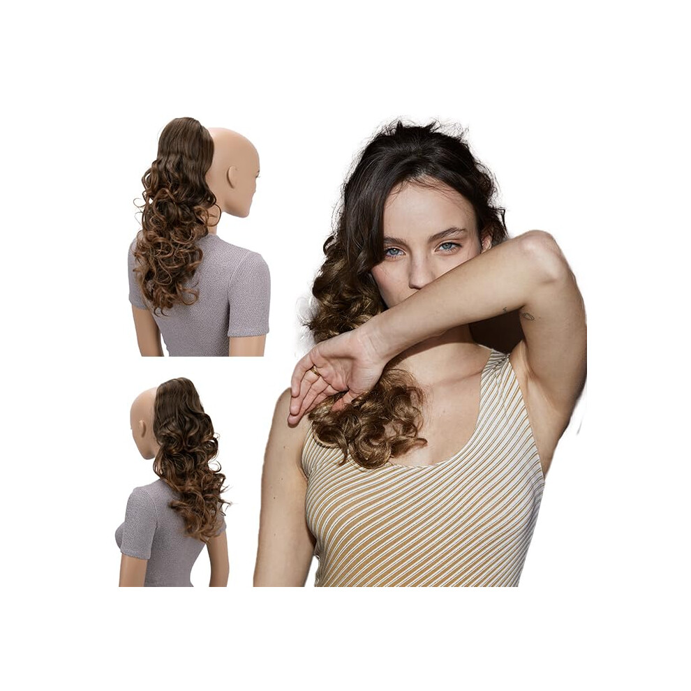 Caisha Unisex Brown 18 Hairpiece Ponytail Extensions Voluminous Wavy Mix Ph12