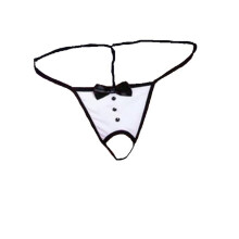 Tanga de seda m   gica sin entrepierna ""Fiesta para dos"", blanco, talla    nica