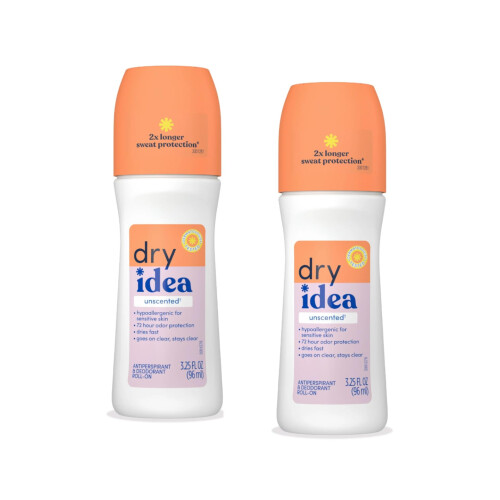 Dry Idea Advanced Antiperspirant Deodorant Roll-On Unscented,3.25 oz (Pack of 3)