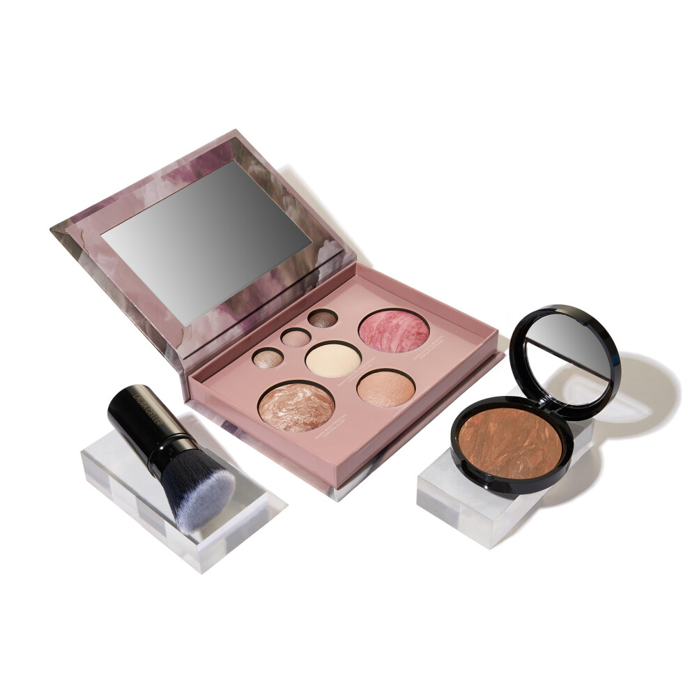 LAURA GELLER NEW YORK Baked Starter Kit - Best of the Best Full Face Palette + Baked Balance-n-Brighten Powder Foundation + Retractable Angled Kabuki