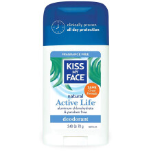 Kiss My Face Aluminum & Paraben Free Active Life Deodorant Stick Fragrance Free - 2.48 oz - 2 pk