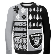 FOCO NFL Oakland Raiders BUSY BLOCK Ugly Sweater, Größe L
